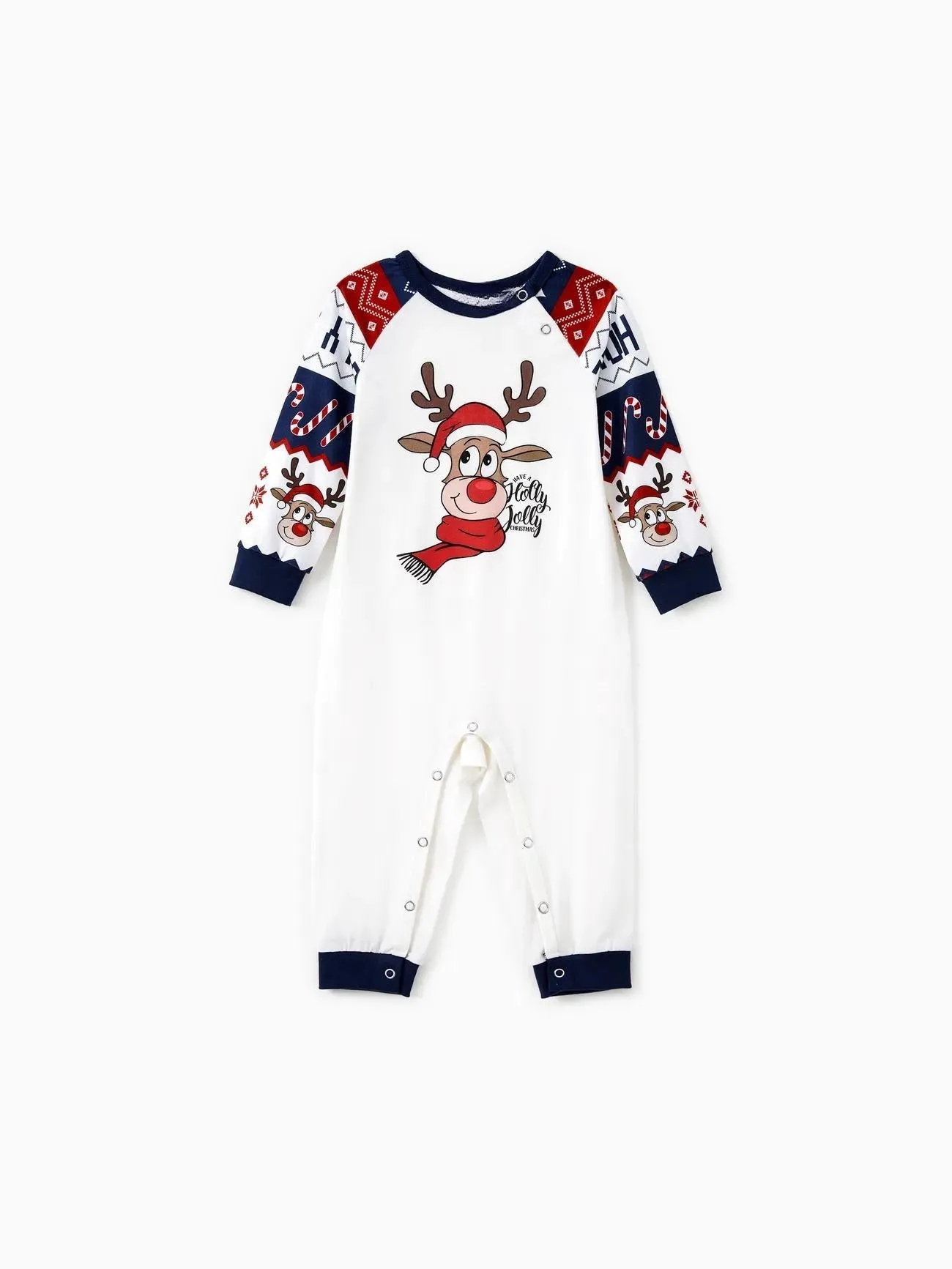 Printed Family Christmas Pajama Set With Reindeer Graphics And Pockets