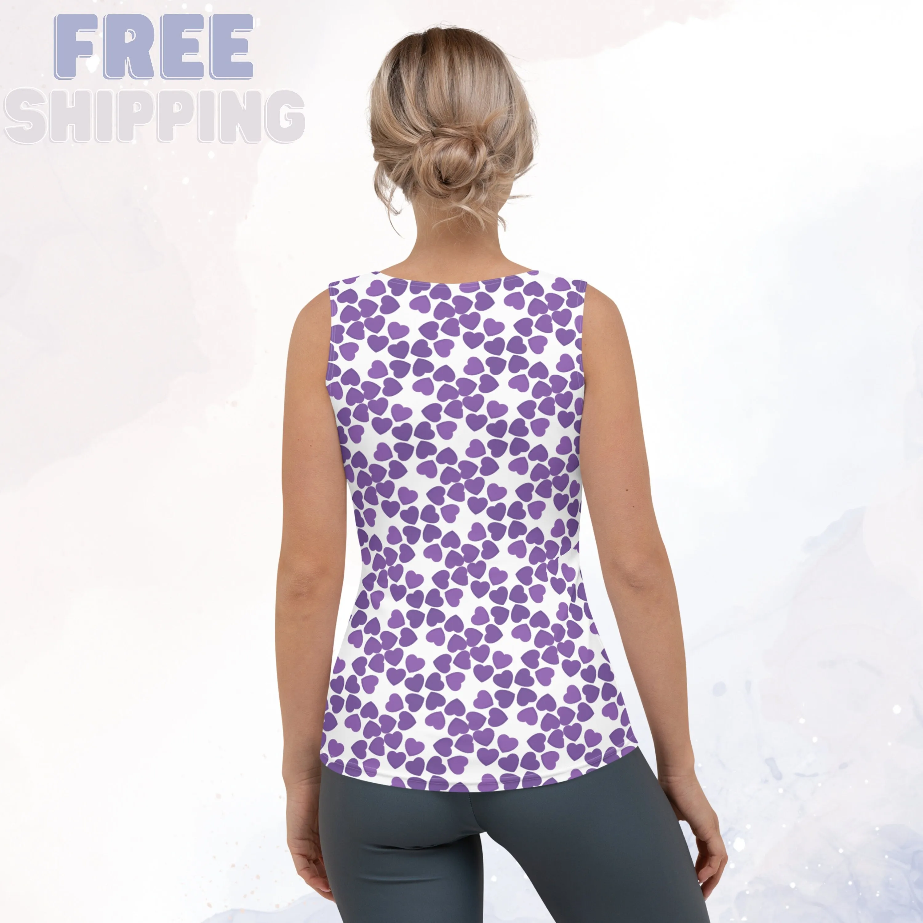 Purple Hearts Valentine Sublimation Tank Top