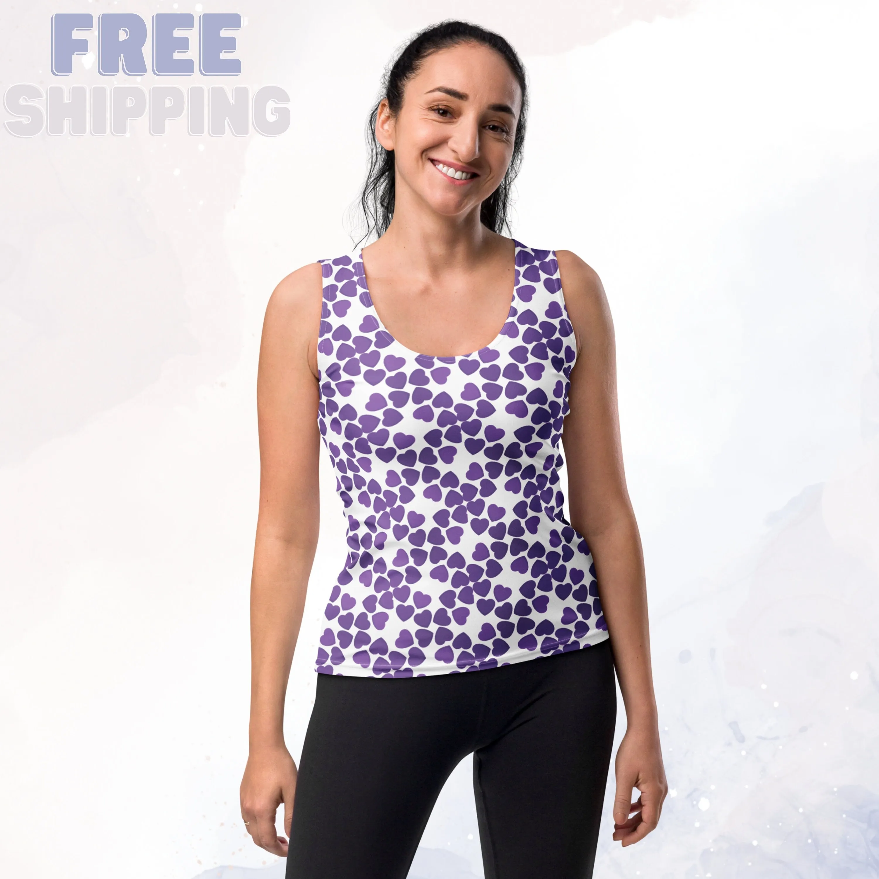 Purple Hearts Valentine Sublimation Tank Top