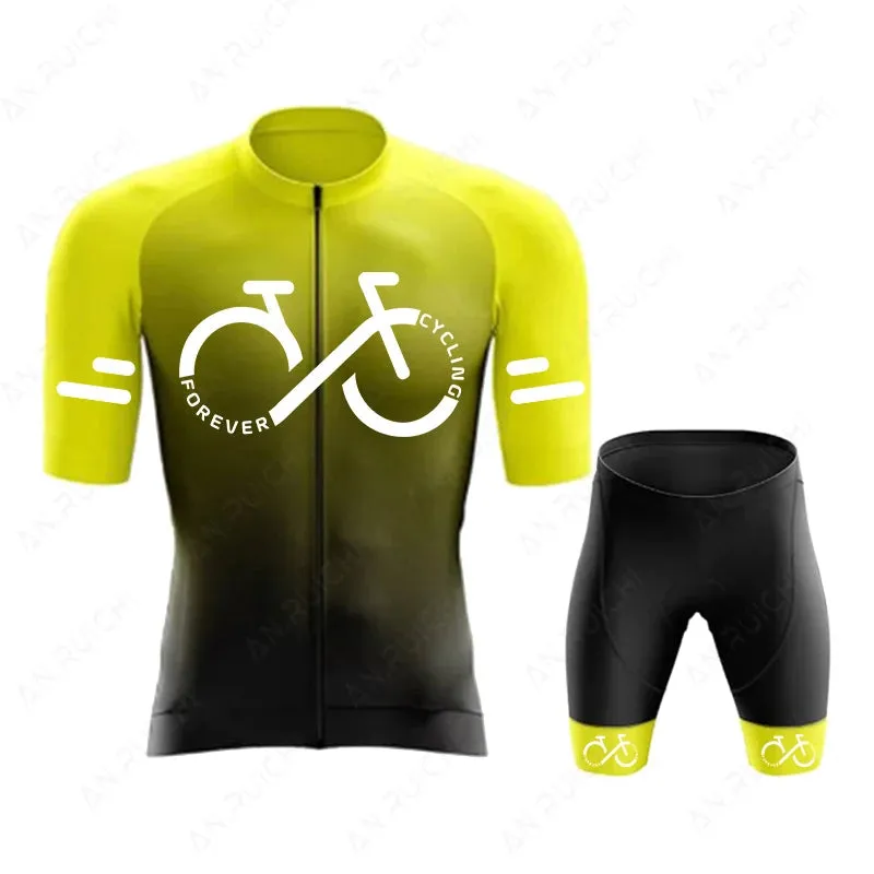 Short Sleeve Cycling Jersey Set  Summer Cycling Clothing Gradient Colour for Men