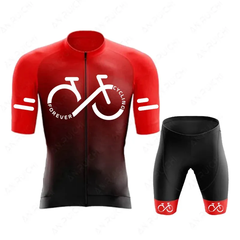 Short Sleeve Cycling Jersey Set  Summer Cycling Clothing Gradient Colour for Men