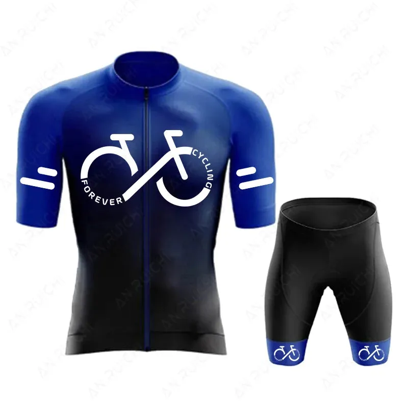 Short Sleeve Cycling Jersey Set  Summer Cycling Clothing Gradient Colour for Men