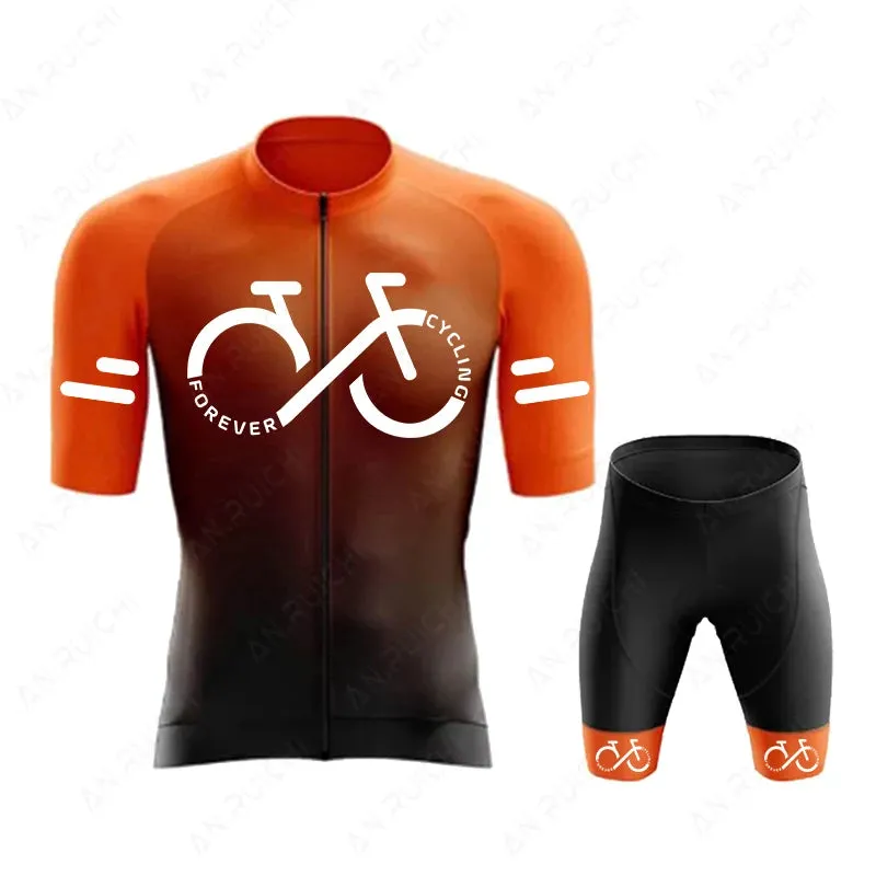 Short Sleeve Cycling Jersey Set  Summer Cycling Clothing Gradient Colour for Men