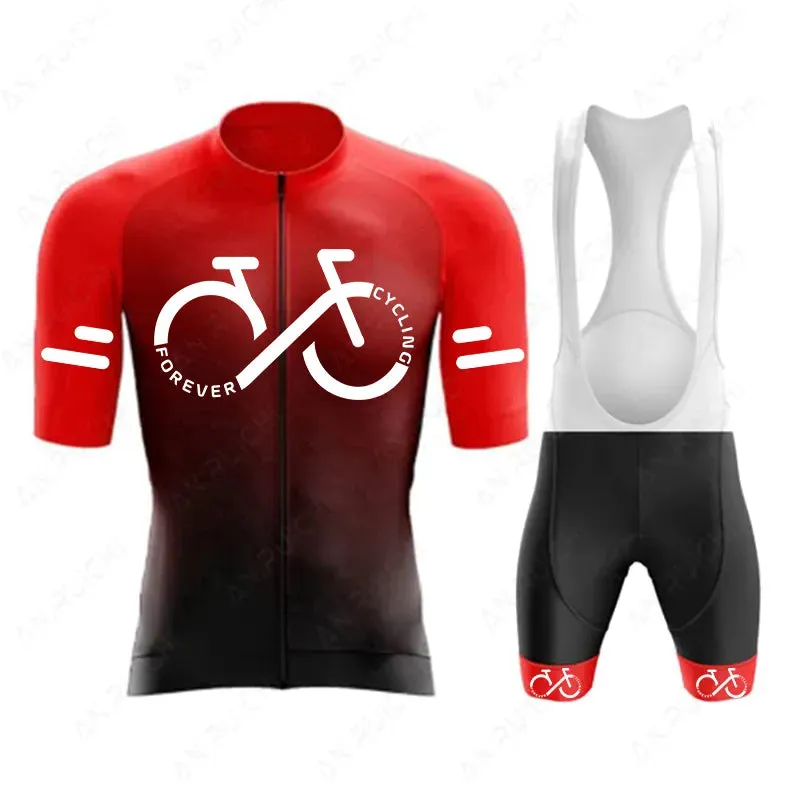 Short Sleeve Cycling Jersey Set  Summer Cycling Clothing Gradient Colour for Men