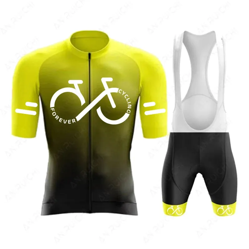 Short Sleeve Cycling Jersey Set  Summer Cycling Clothing Gradient Colour for Men