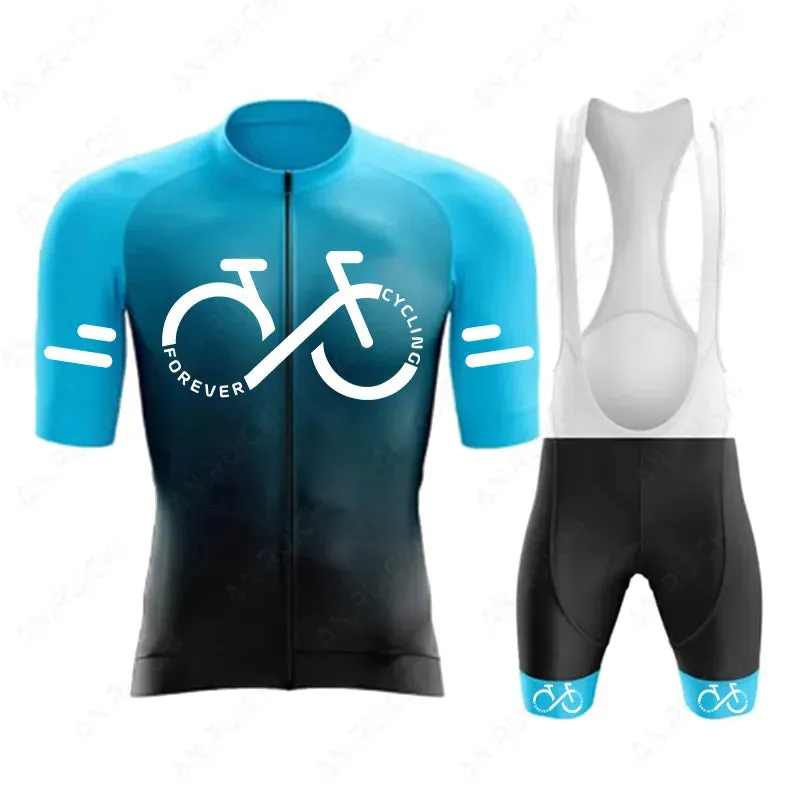 Short Sleeve Cycling Jersey Set  Summer Cycling Clothing Gradient Colour for Men