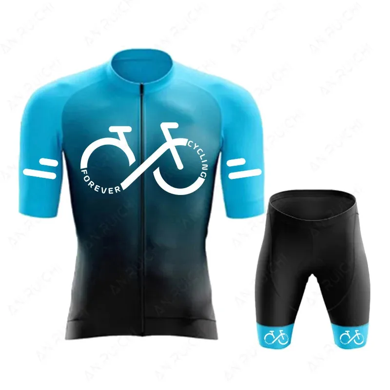 Short Sleeve Cycling Jersey Set  Summer Cycling Clothing Gradient Colour for Men