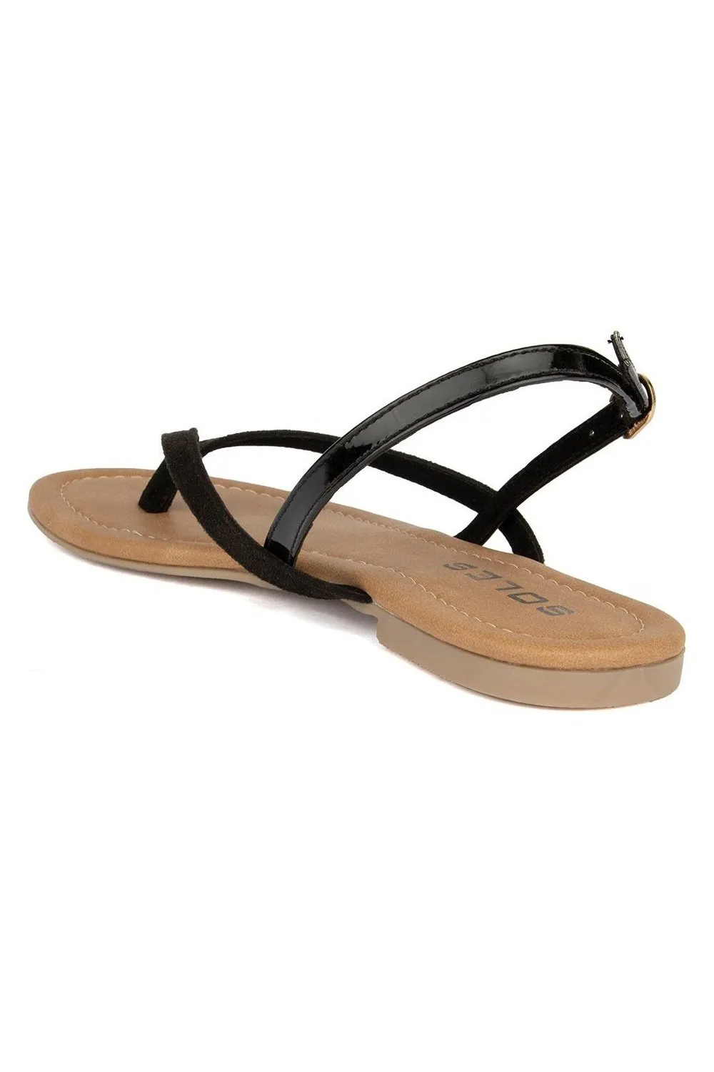 SOLES Classic Black Flat Sandals Open Toe