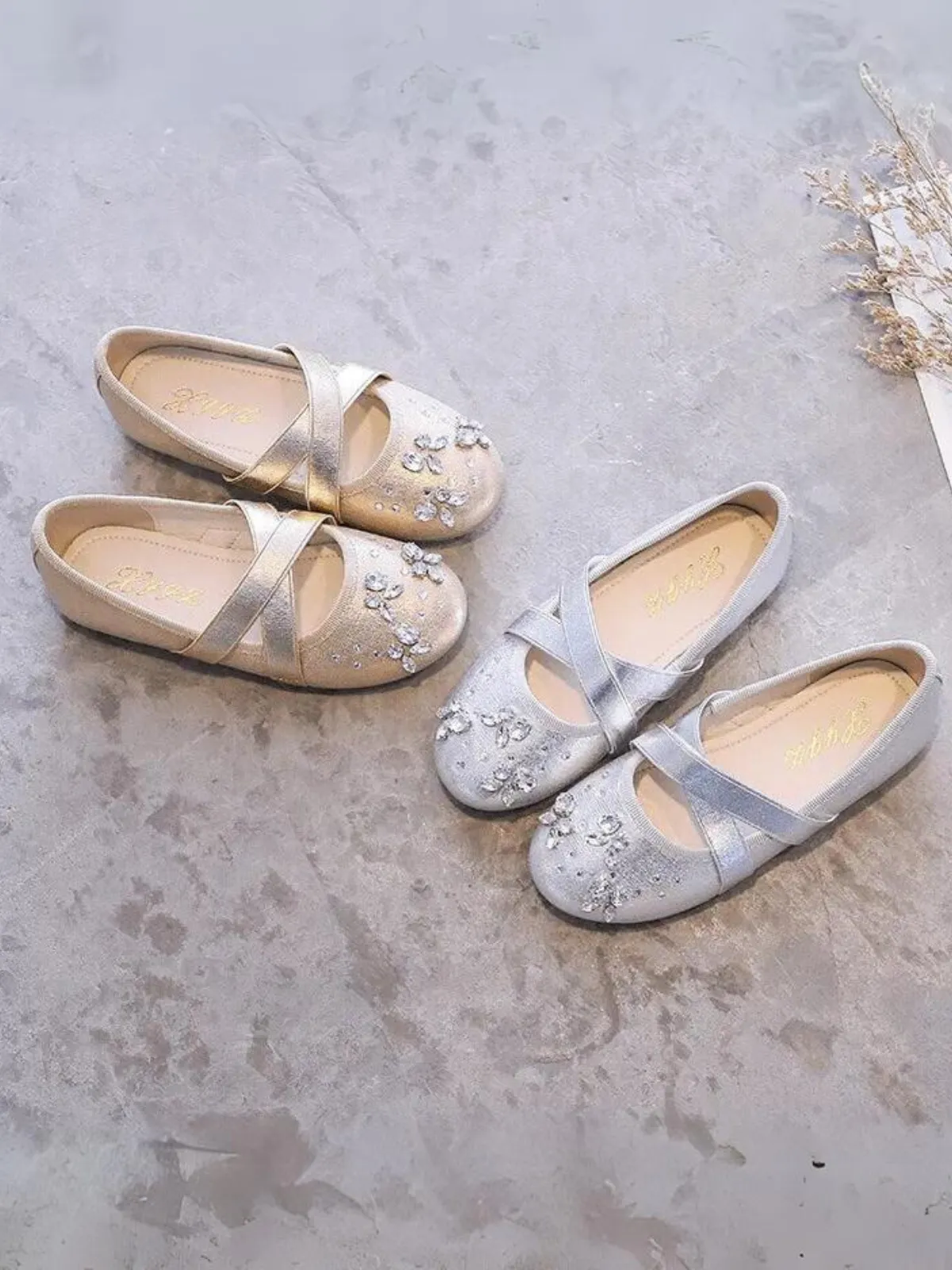 Stepping In Sparkles Rhinestone Metallic Flats By Liv and Mia