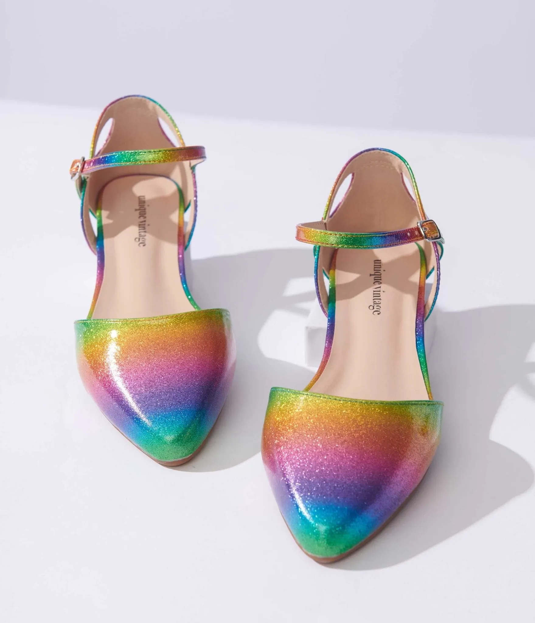 Unique Vintage Rainbow Glitter Libby Flats