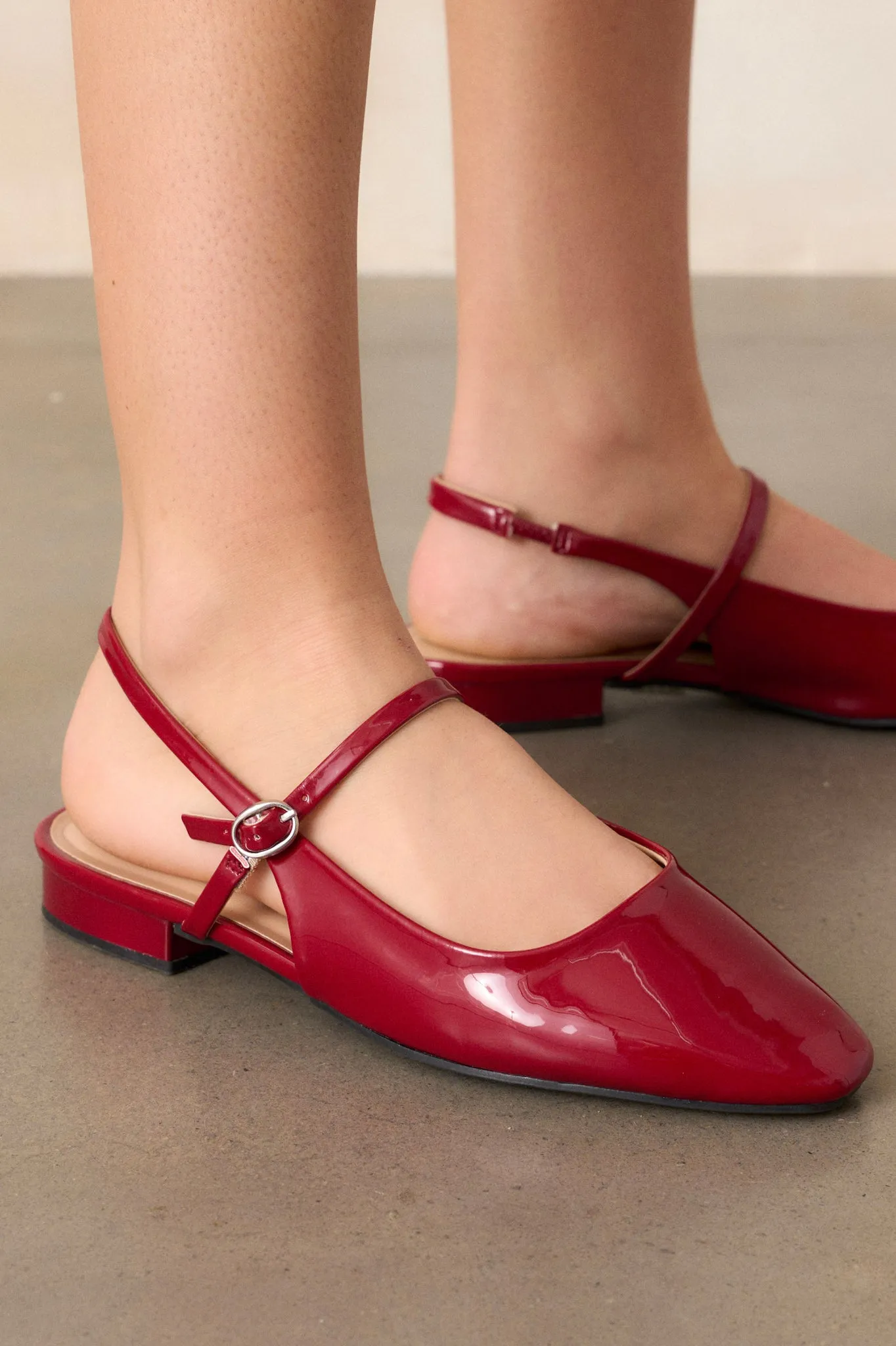 Walk The Talk Burgundy Slingback Mary Jane Flats