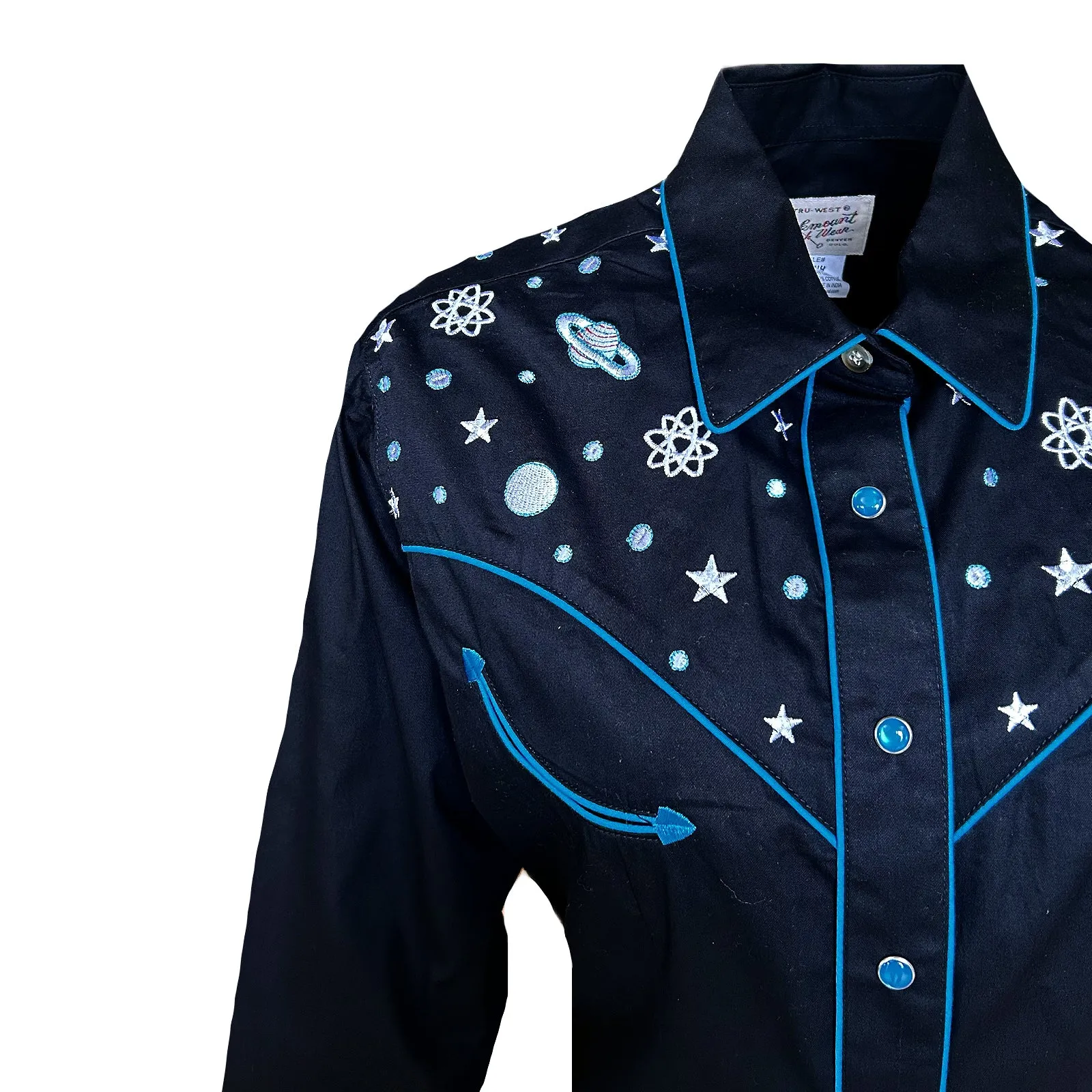 Women's Out of This World Embroidered Black Western Shirt