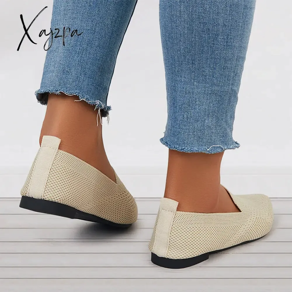 Xajzpa - Women's Pointed Toe Soft Knit Slip on Flats Breathable Loafers Shoes