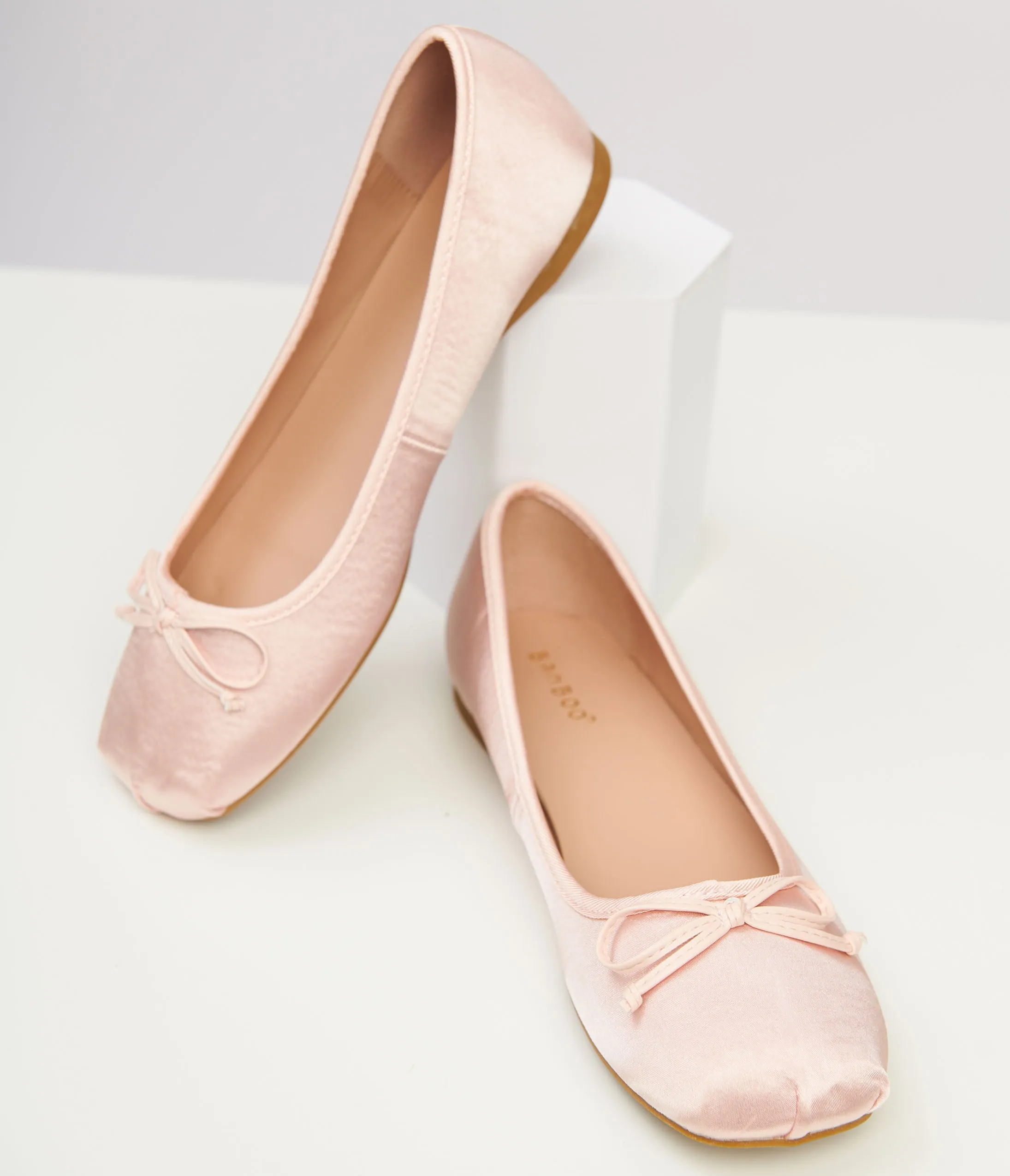 Y2K Light Pink Satin Ballet Flats